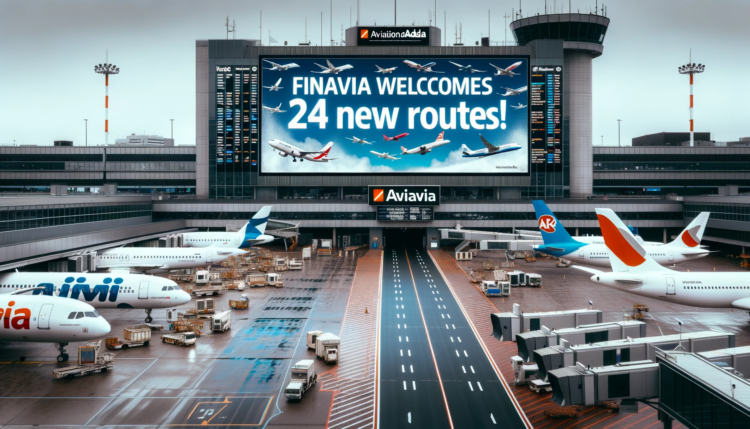 Photo of an airport terminal in Finland with a bustling atmosphere. Airplanes from various carriers are visible on the tarmac