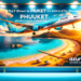 An advertisement banner for AZUR Air's expanded flight network to Phuket. The banner features a stunning beach scene with golden sand