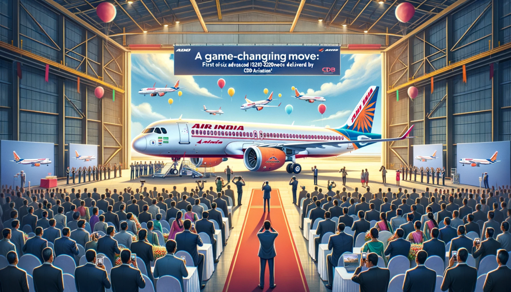 Illustration-of-an-Air-India-A320neo-aircraft-being-ceremoniously-unveiled-at-an-airport-hangar-by-CDB-Aviation