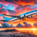 Photo-of-a-Korean-Air-airplane-taking-off-against-a-backdrop-of-a-vibrant-sunset-sky-with-the-Tokyo-cityscape-visible-below