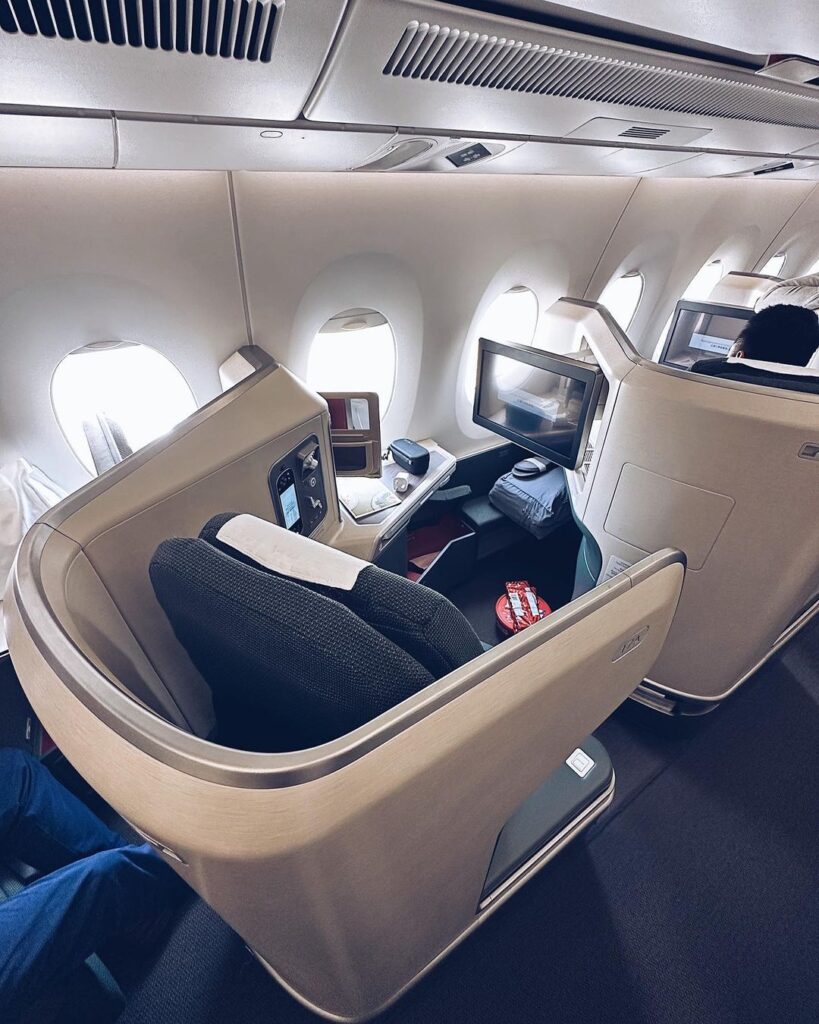 Cathay Pacific A350 Business Class Picture from Inside