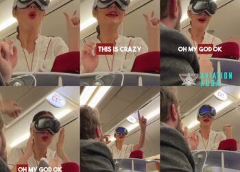 Emirates Cabin Crew Tries Apple Vision Pro