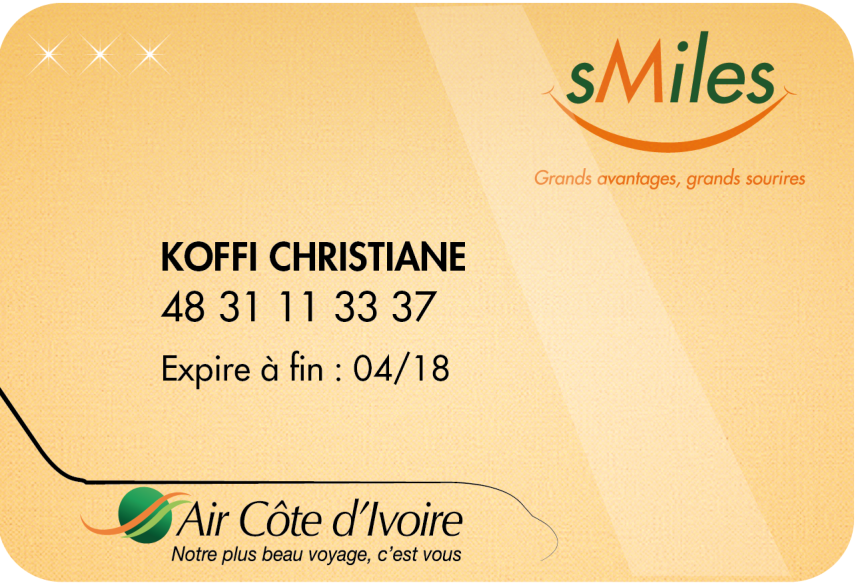 sMiles 3 Star Card - 
Air Côte d’Ivoire