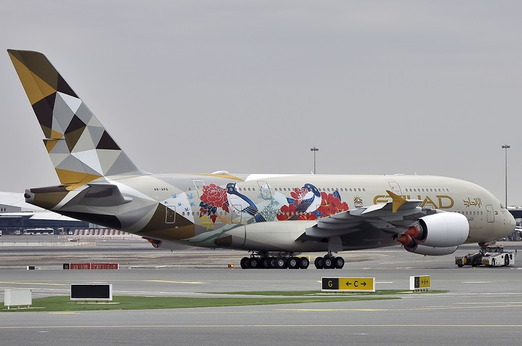 Etihad A380 at Abu Dhabi International Airport